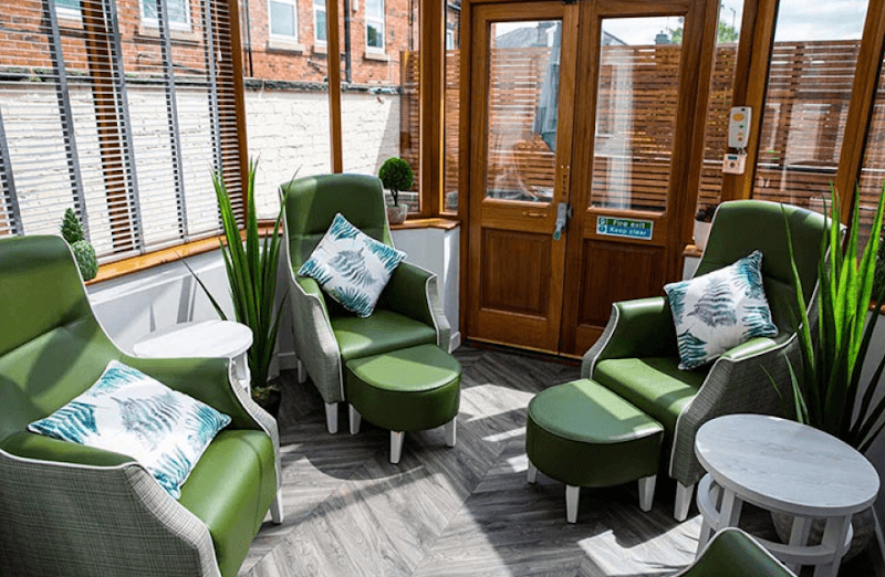 Inside Twelve trees care home in Sheffield
