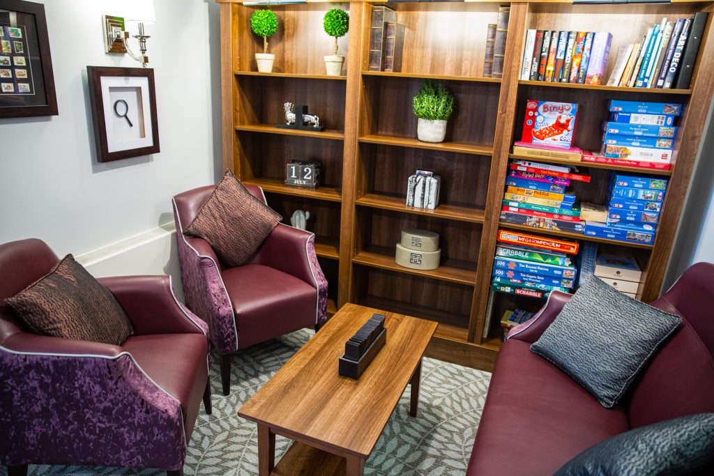 the games room at twelve trees care home in sheffield
