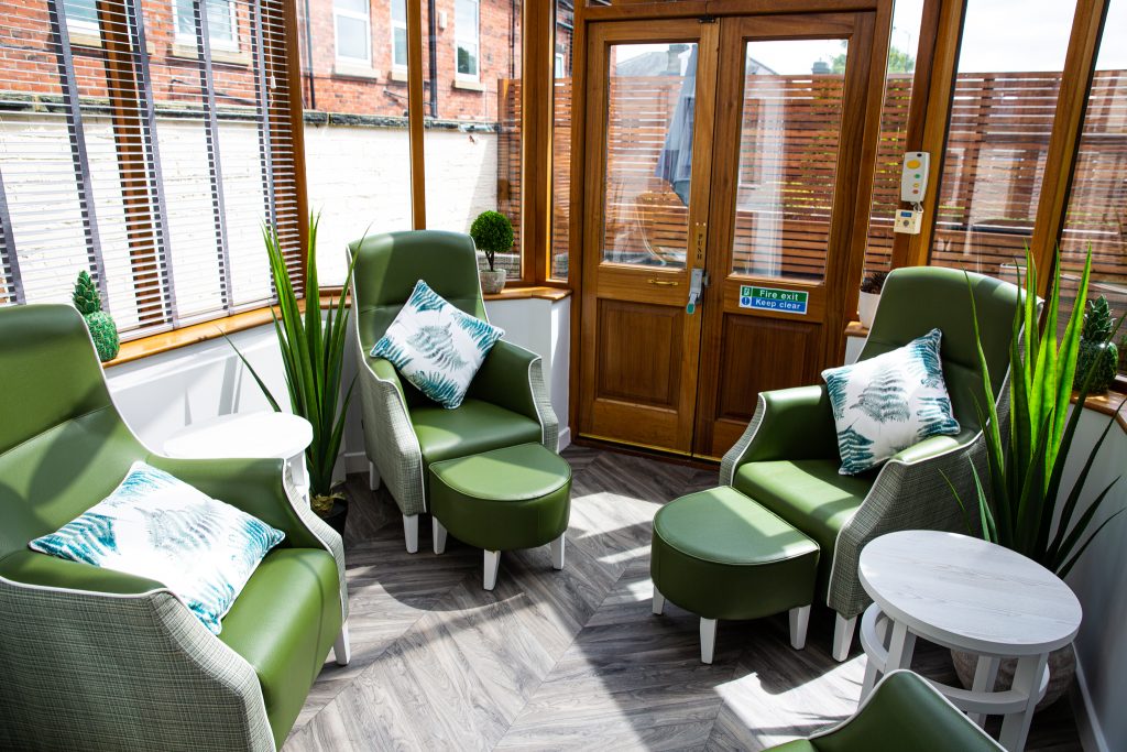 the conservatory at twelve trees care home in sheffield