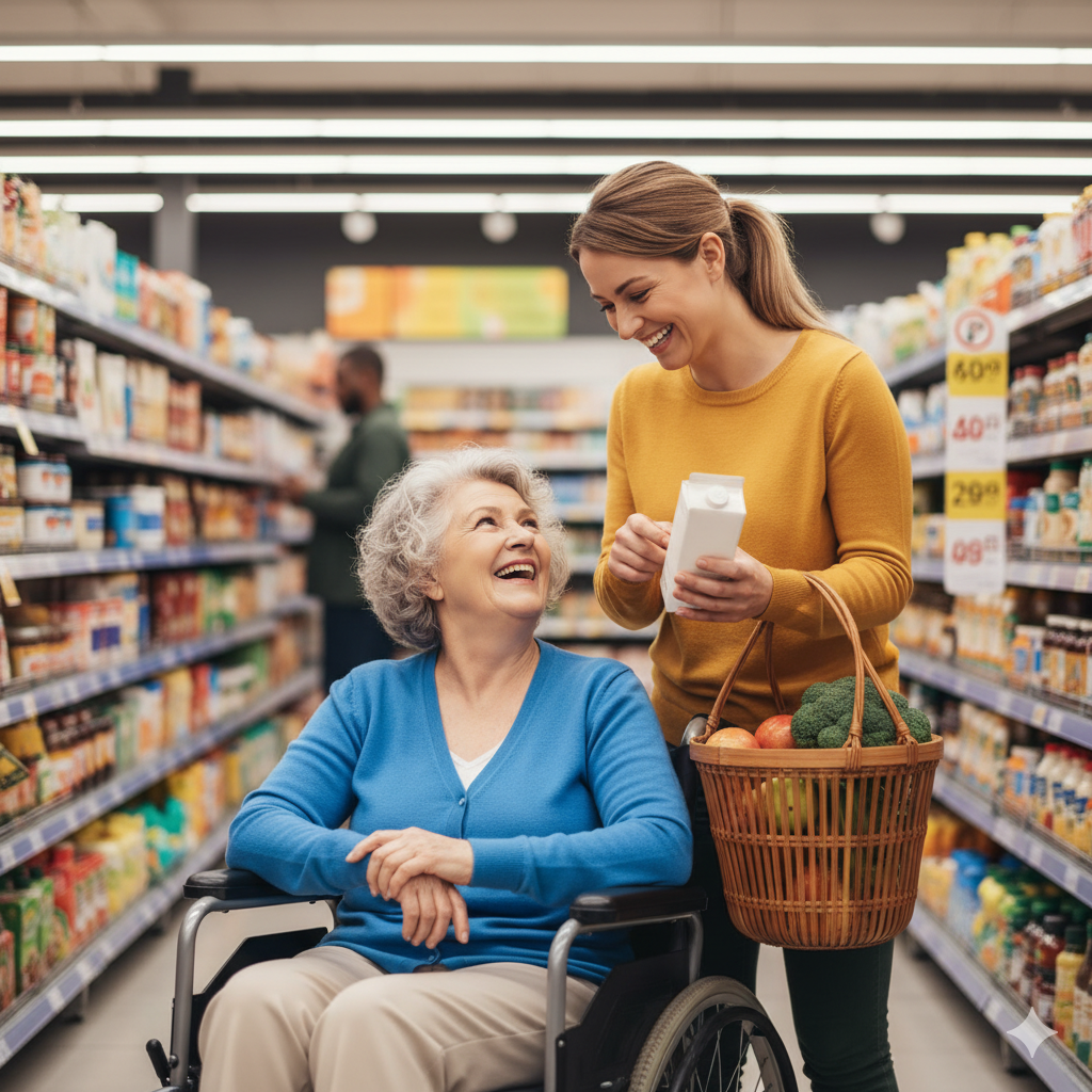 Live in carers help with grocery shopping