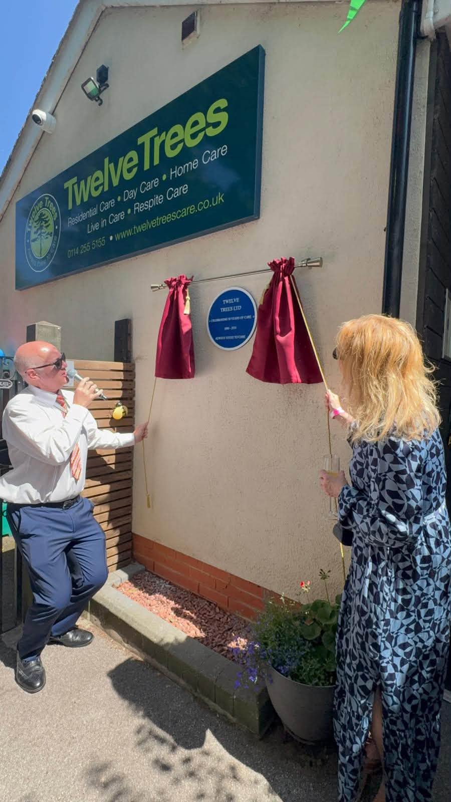 The Sheffield Master Cutler unveils the 30 Years of Outstanding Care commemorative plaque at Twelve Trees Care Home